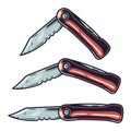 Colored knife or penknife for camping and travel