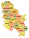 Districts Map of Serbia