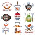 Colored labels set for bbq party. Grilled food