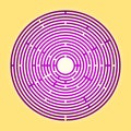 Colored large circular maze, big purple radial labyrinth