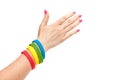 Colored latex bracelet on the arm