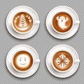 Colored Latte Art Top View Icon Set Royalty Free Stock Photo