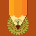 Colored leaf concept pencil tree design. Royalty Free Stock Photo