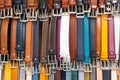 Colored leather belt straps