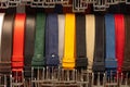 Colored leather belt straps