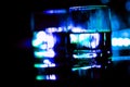 Colored lighting of glasses in the night club bar Royalty Free Stock Photo