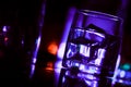 Colored lighting of glasses in the night club bar Royalty Free Stock Photo