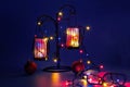 Colored lights Christmas garlands Royalty Free Stock Photo