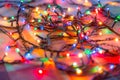 Colored lights Christmas garlands. Colorful abstract background Royalty Free Stock Photo