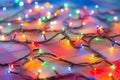 Colored lights Christmas garlands. Colorful abstract background Royalty Free Stock Photo