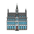 Colored linear Vector icon set of tourist european landmark and travel destination doodle