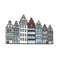 Colored linear Vector icon of tourist european landmark building and travel destinations for vacations and weekend. Royalty Free Stock Photo