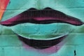 A colored lips graffiti. 2017