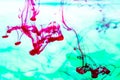 Colored liquids flowing in water Royalty Free Stock Photo