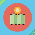 Colored location icon with pin - vector Royalty Free Stock Photo