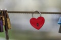 Colored locks hanging on the bridge for love Royalty Free Stock Photo