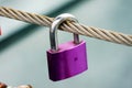 Colored locks hanging on the bridge for love Royalty Free Stock Photo