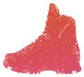 Colored logo shoes for hiking. Isolated silhouette of boots. Footwear for outdoor activities.