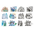 Colored logos in the form of houses