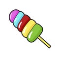 Colored lollipop stick, yummy rainbow hard candy