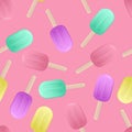 Colored lollipops, vector seamless pattern on pink background