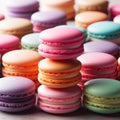 Colored macaron cookies close up