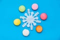 Colored macaroons and ice crystal Royalty Free Stock Photo