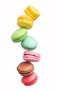 Colored macaroons on a white background