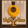 Colored machine with a coffee cup Coffee premium house Vector