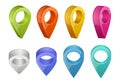 Colored map pointers. Various colors of gps navigation pointers Royalty Free Stock Photo