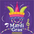Colored mardi gras poster isolated jester hat Vector Royalty Free Stock Photo
