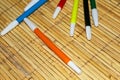 Colored marker for drawing are scattered around Royalty Free Stock Photo
