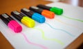 Colored markers on paper. Royalty Free Stock Photo