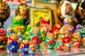 colored matrioskas at the russian shop Royalty Free Stock Photo