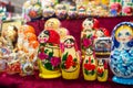 colored matrioskas at the russian shop