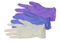 Colored medical latex gloves on white background Royalty Free Stock Photo