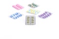 Colored medication blister packets Royalty Free Stock Photo