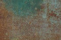 Colored metal texture from old dirty green iron wall Royalty Free Stock Photo