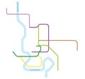 Colored metro vector map of Bangkok, Thailand