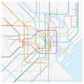 Colored metro vector map of the japanese capital tokio