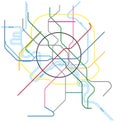 Colored metro vector map of moscow, russia