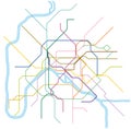 Colored metro vector map of Paris, France