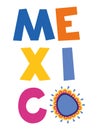 colored mexico lettering