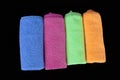 Blue, green, orange and pink microfiber cleaning cloths, Royalty Free Stock Photo