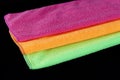 Blue, green, orange and pink microfiber cleaning cloths, Royalty Free Stock Photo