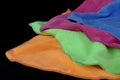 Blue, green, orange and pink microfiber cleaning cloths, Royalty Free Stock Photo