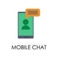colored mobile chat illustration. Element of marketing and business flat for mobile concept and web apps. Isolated mobile chat Royalty Free Stock Photo