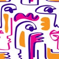 Colored Modern Abstract Faces Seamless Pattern Texture Royalty Free Stock Photo