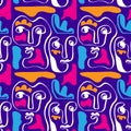 Colored Modern Abstract Faces Seamless Pattern Texture Royalty Free Stock Photo
