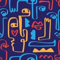Colored Modern Abstract Faces Seamless Pattern Texture Royalty Free Stock Photo